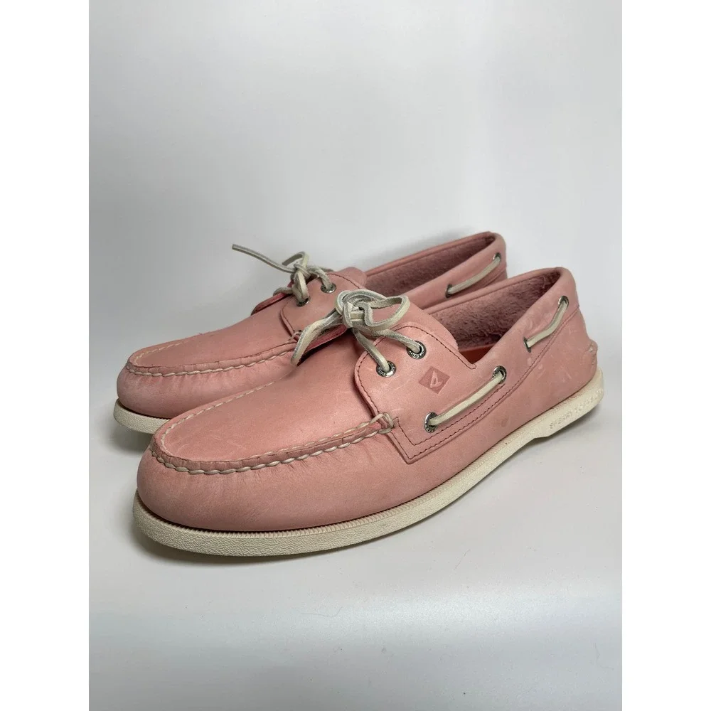 Sperry Top-Sider Authentic Original Men 12 M Pink Leather Boat Shoes Resort